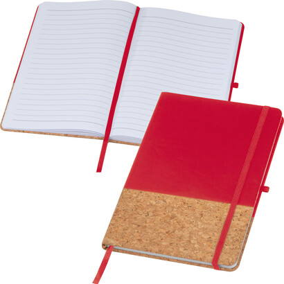Notes A5 z elementami z korka NANTES czerwony