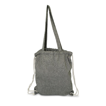 Worek ze sznurkiem i torba na zakupy z bawełny z recyklingu, 2 w 1 | Jamarion czarny