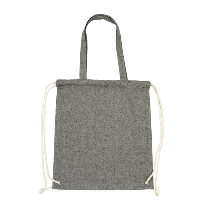 Worek ze sznurkiem i torba na zakupy z bawełny z recyklingu, 2 w 1 | Jamarion czarny