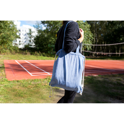 Worek ze sznurkiem i torba na zakupy z bawełny z recyklingu, 2 w 1 | Jamarion czarny