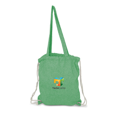 Worek ze sznurkiem i torba na zakupy z bawełny z recyklingu, 2 w 1 | Jamarion zielony