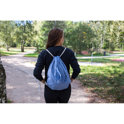 Worek ze sznurkiem i torba na zakupy z bawełny z recyklingu, 2 w 1 | Jamarion niebieski