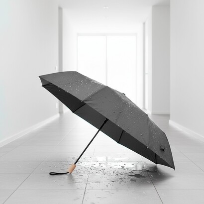 Wiatroodporny parasol manualny RPET, składany | Uksan czarny