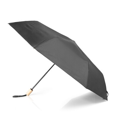 Wiatroodporny parasol manualny RPET, składany | Uksan czarny