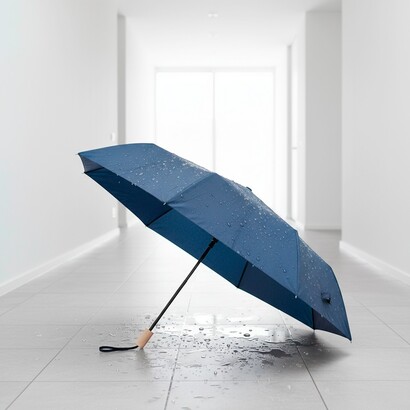 Wiatroodporny parasol manualny RPET, składany | Uksan granatowy