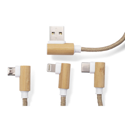 Kabel USB 3 w 1 FLAX naturalny