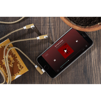 Kabel USB 3 w 1 FLAX naturalny