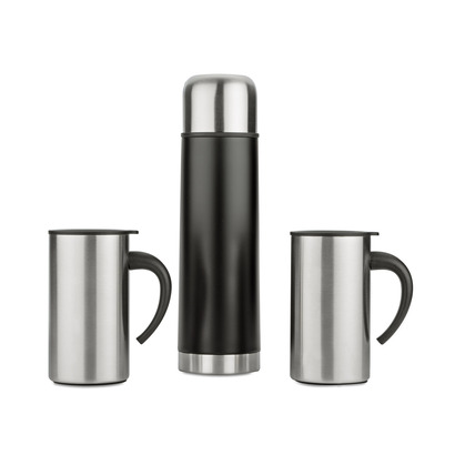 Zestaw upominkowy ACON (Termos 500ml, 2 kubki 260ml) srebrny