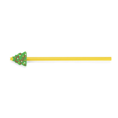 OŁÓWEK z gumką CHRISTMAS - Choinka żółty