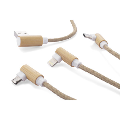 Kabel USB 3 w 1 FLAX naturalny
