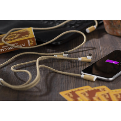 Kabel USB 3 w 1 FLAX naturalny