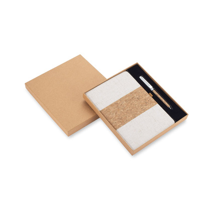 Zestaw - notes z długopisem CALMO naturalny