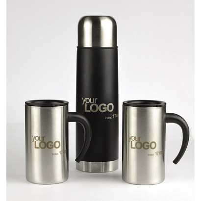 Zestaw upominkowy ACON (Termos 500ml, 2 kubki 260ml) srebrny