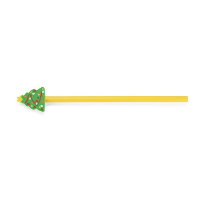 OŁÓWEK z gumką CHRISTMAS - Choinka żółty
