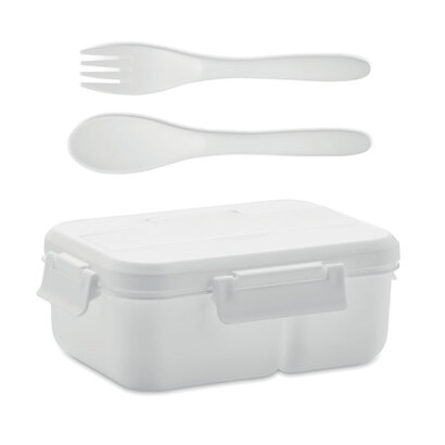 Lunch box ze sztućcami z PP MAKAN biały