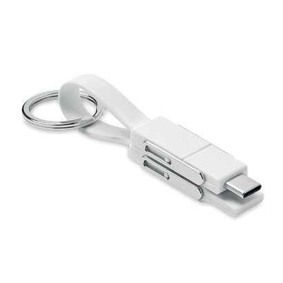 Brelok z kablem ładującym 4w1 KEY C biały