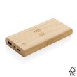 Bambusowy, bezprzewodowy power bank 8000 mAh, ładowarka bezprzewodowa 5W