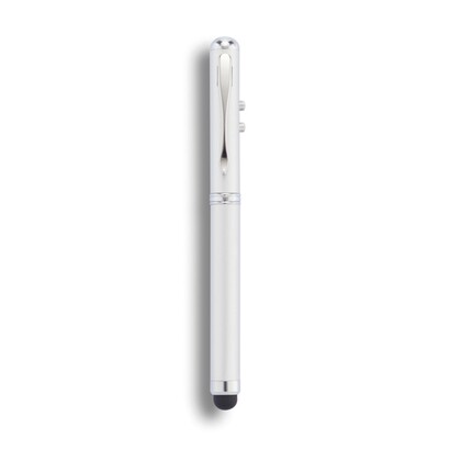 Długopis 4 w 1, touch pen, wskaźnik laserowy, latarka srebrny
