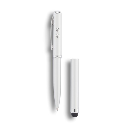 Długopis 4 w 1, touch pen, wskaźnik laserowy, latarka srebrny