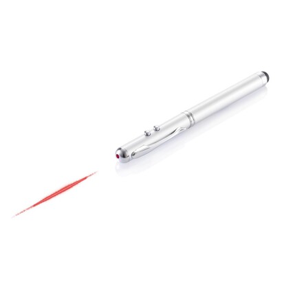 Długopis 4 w 1, touch pen, wskaźnik laserowy, latarka srebrny