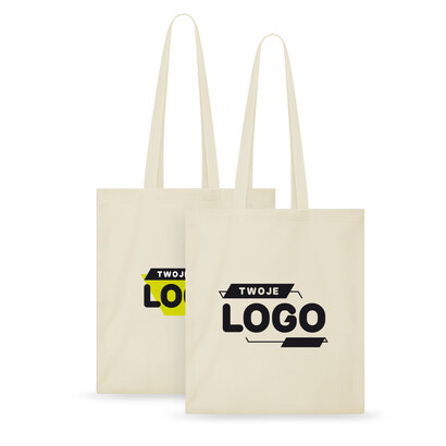Torby reklamowe bawełniane NATURAL z długim uchem 140g/m2